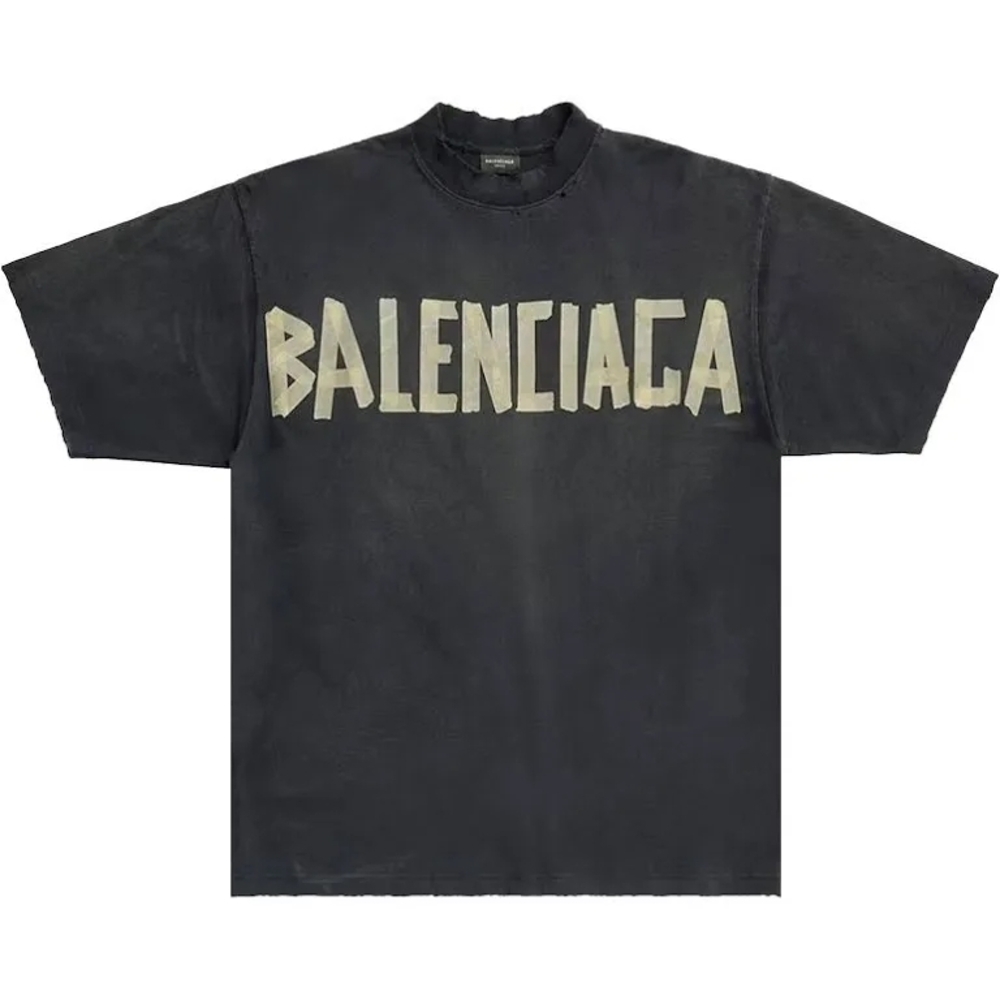 Balenciaga Charcoal Tee with Bold Logo